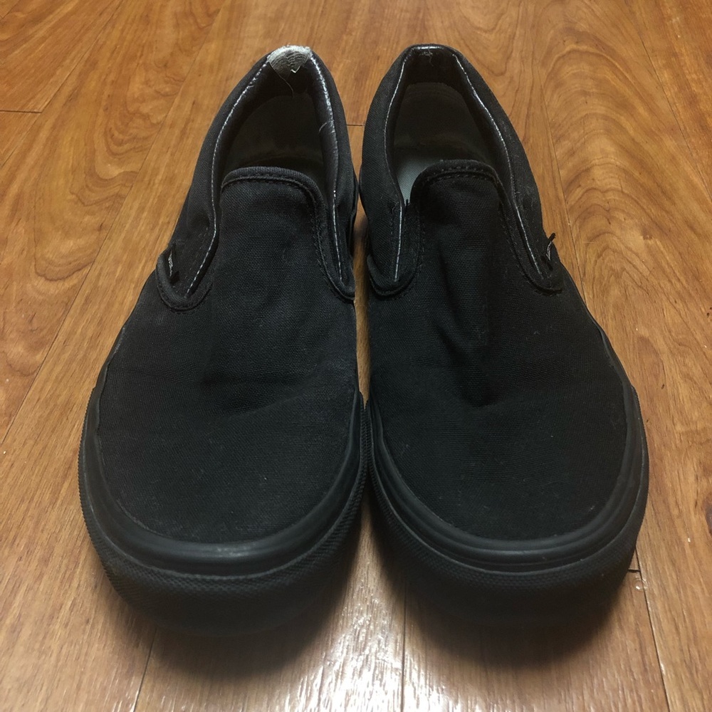 Canvas Black Vans Slip Ons